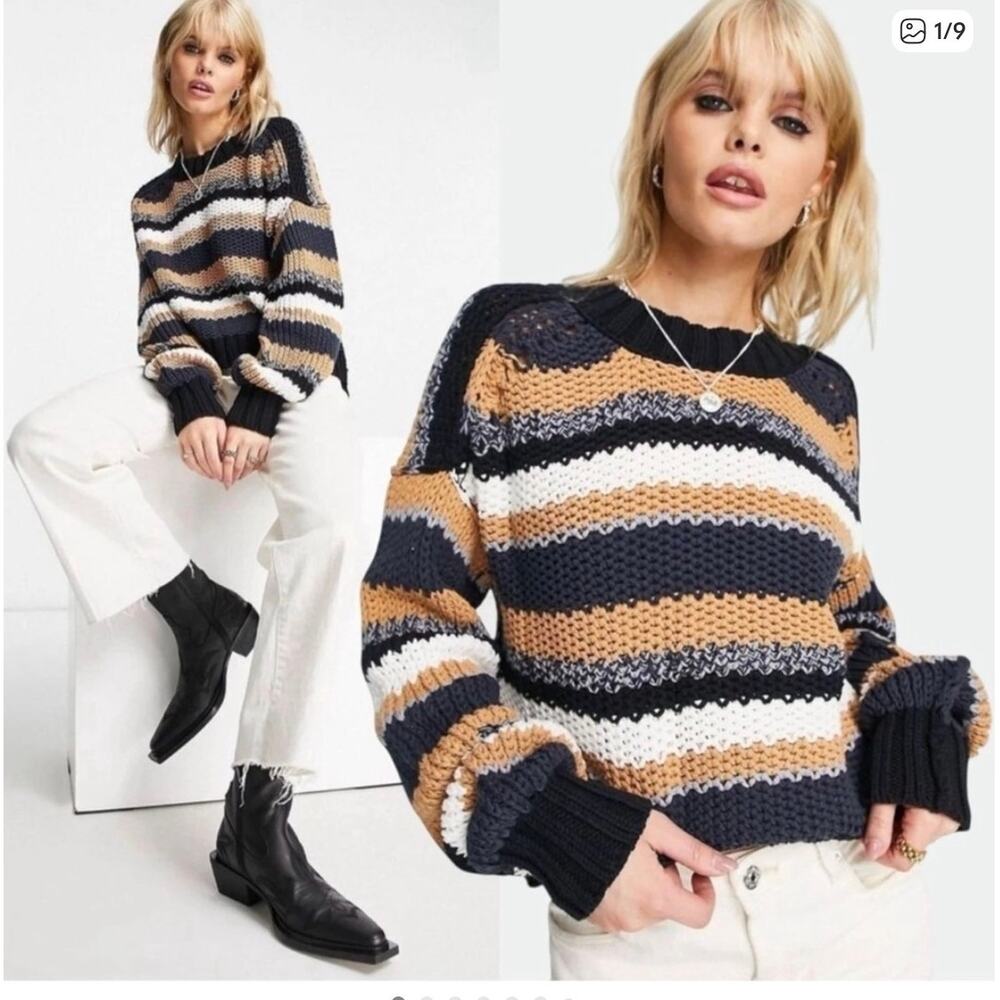 Free People / Devon Sweater / Sunflower seed Combo / sz xs - Picture 1 of 4